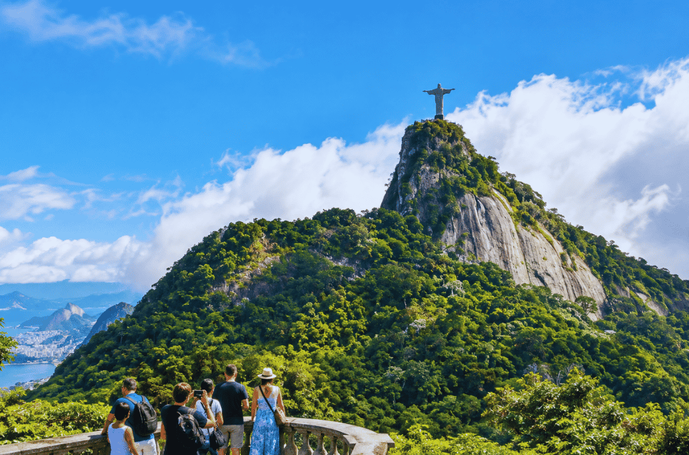 "Christ the Redeemer summit view Rio de Janeiro tourists" 