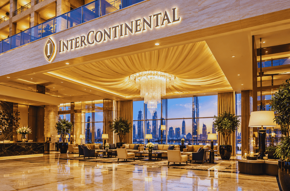 "InterContinental hotel reviews: luxury hotel lobby with city views" 