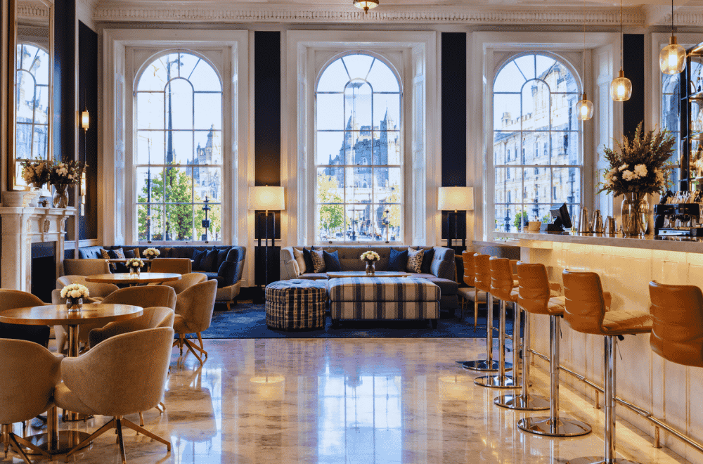 "Apex Waterloo Place Hotel lobby in Edinburgh city centre"