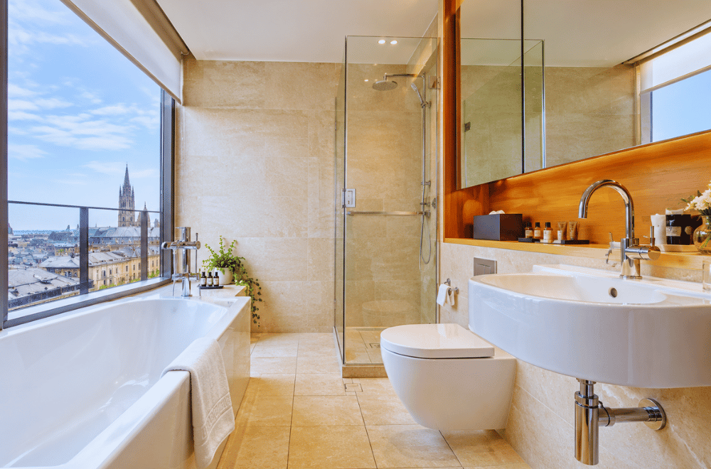 "Bathroom in an Apex Waterloo Place hotel room"