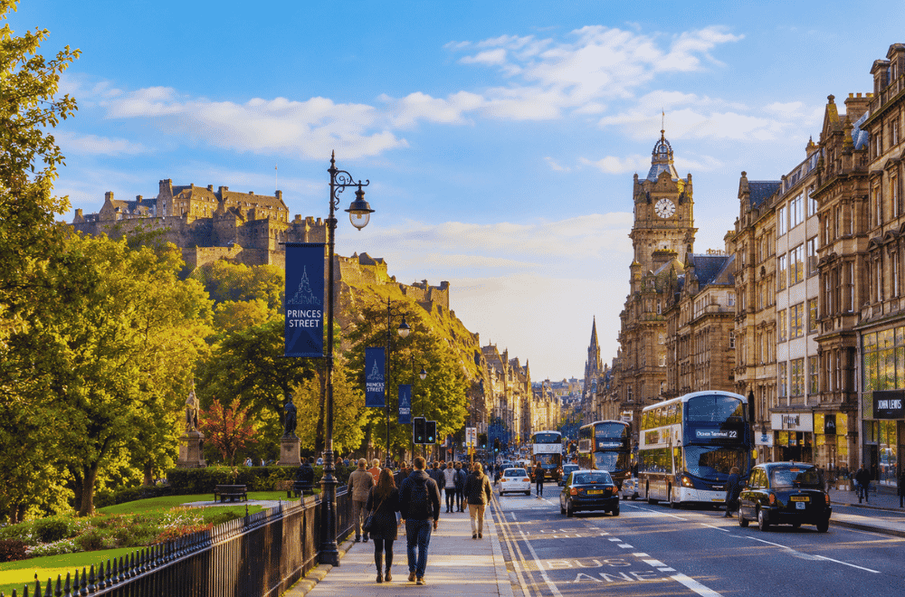 "Princes Street, Edinburgh, is a minute from Apex Waterloo Place"