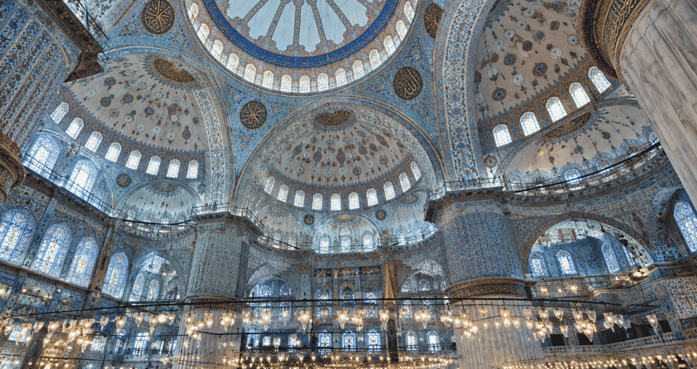 "Blue Mosque interior tiles Sultan Ahmed Istanbul" 